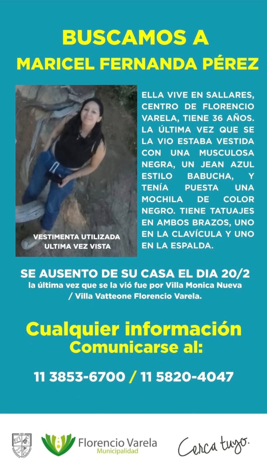 Buscamos a Maricel Fernanda Pérez

