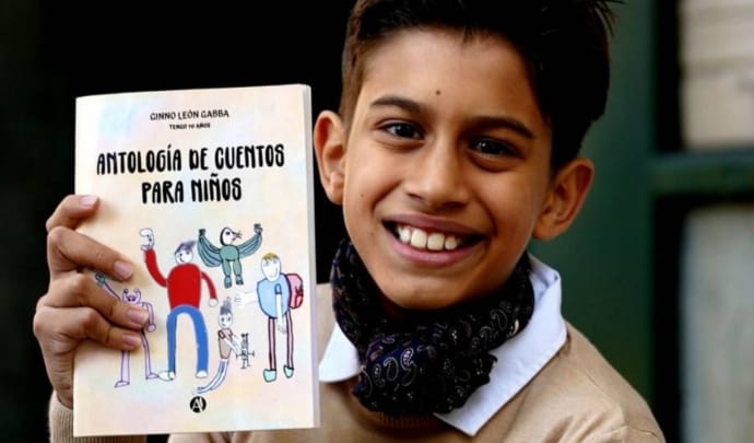 Gino León Gabba con 11 años se convirtió en una de las revelaciones de la Feria del Libro 2026